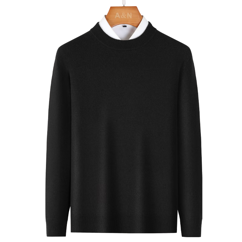 Antonio Men's Premium Wool Sweater 10.2% Cashmere 89.8% Merino Wool Solid Color Basic Knitwear