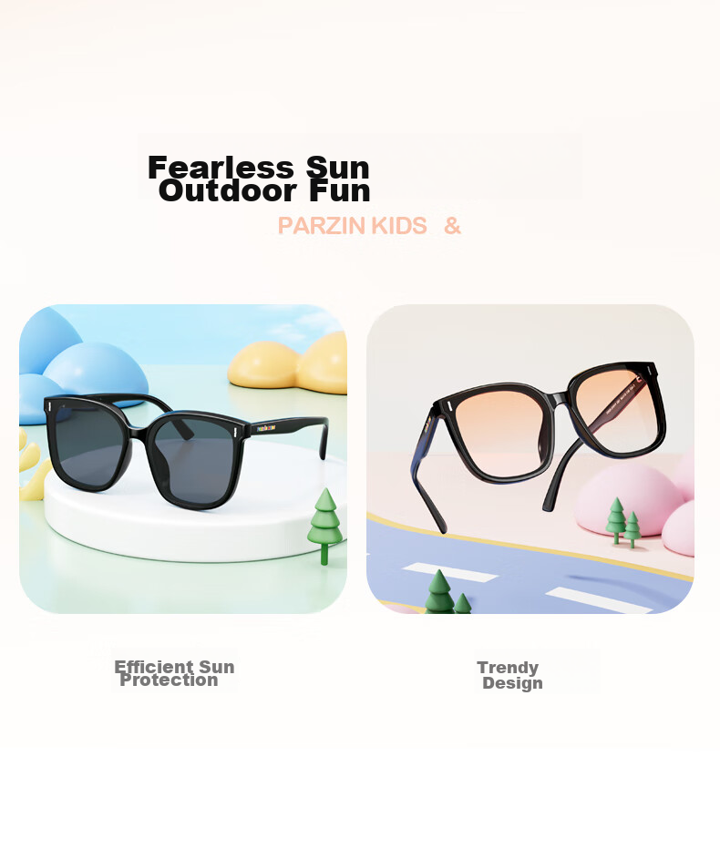 PARZIN Children's Sunglasses, Fashionable TR Square Frame Glasses for Boys And Girls, Outdoor Sun Protection Sunglasses for Ages 8-12 PZ21039 4