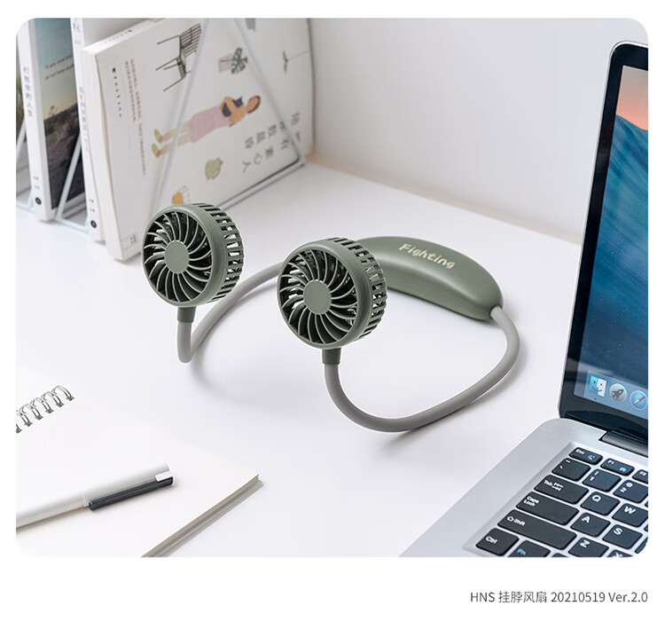 HANASS Neck-Hanging Mini Fan, Quiet Portable Rechargeable Fan, Dorm Office Companion USB Air Cooler, Small Fan for Dormitory, Back-To H9 11