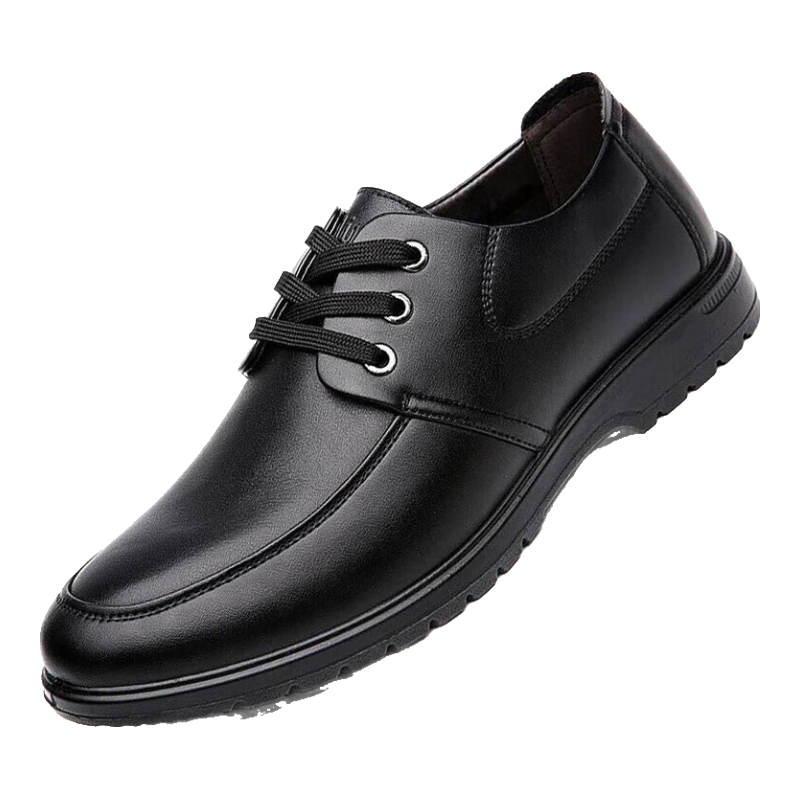 MULINSEN Men's Business Leather Shoes Simple Casual Single Shoes Black Size 44 SL67341