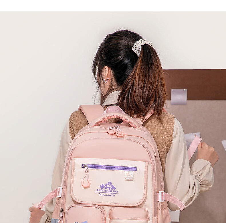 ZUONU Middle School Backpack for Girls And Boys, Lightweight Spine Protection High School Backpack with Large Capacity, Wear-Resistant And Tear-Resistant Travel Backpack Rice Dumpling Color 9