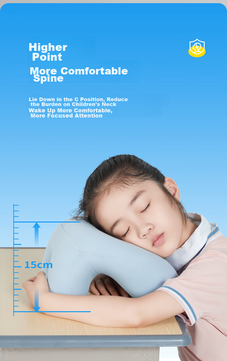 CORY Nap Pillow, Elementary School Student Hugging Pillow, Children's Prone Sleeping Pillow, Portable Nap Pillow for Office Breaks And Rest, Bamboo Charcoal Blue 4