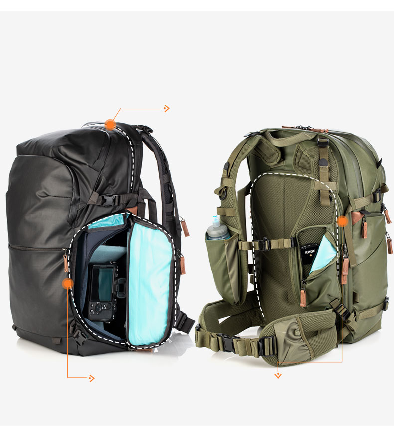 Shimoda Photography Bag Professional Outdoor Travel Camera Backpack Wing Platinum Explore E30v2 Black Medium Mirrorless Camera Insert Set 520-156 3