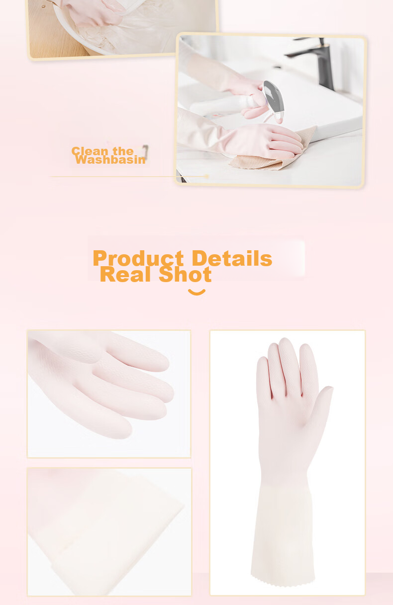 MIAOJIE Extended Warm Latex Gloves, Natural Latex, 1 Pair, One Size Fits All, Long-Sleeve Thick Fleece, for Household Kitchen Dishwashing 5