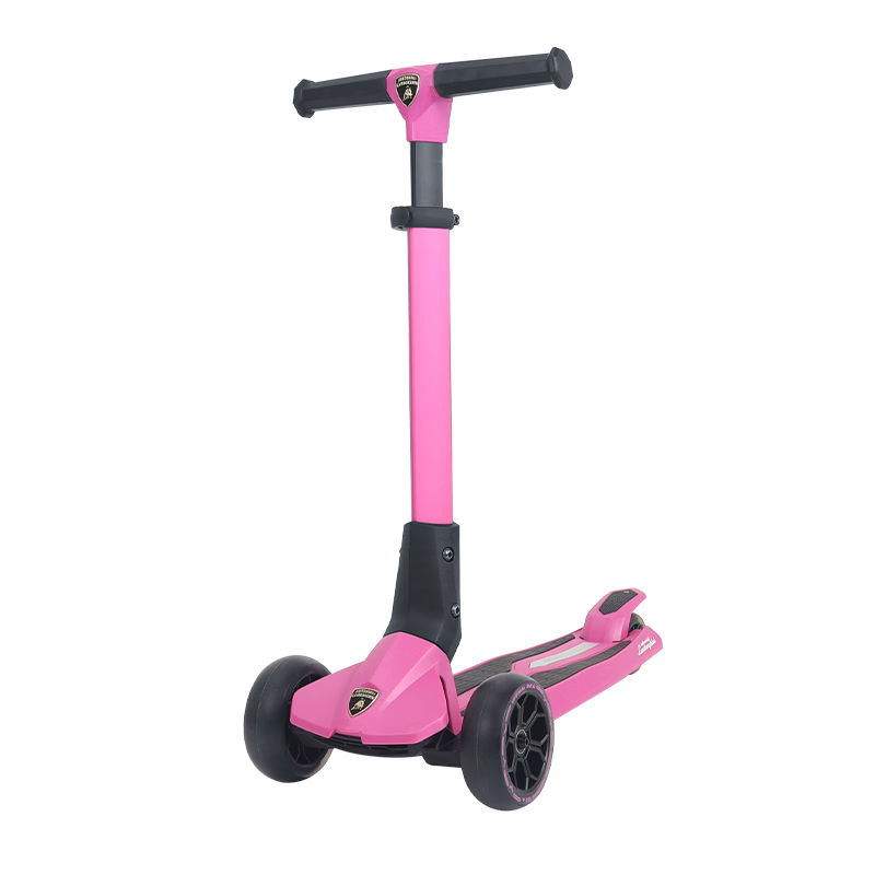 Kick'n'Roll Children's Scooter for Ages 3-12, Holiday Gift, Light-Up Pedals, Flashing Wheels, Lamborghini Scooter, Rose Pink