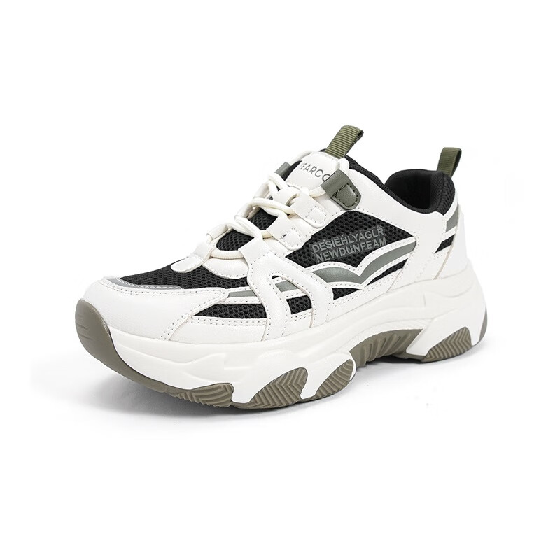 Yierkang Women's Chunky Sneakers, Casual Sports Shoes, Lightweight Mesh Upper, Thick Sole, Versatile Trendy Footwear, White/matrix Black, Size 40