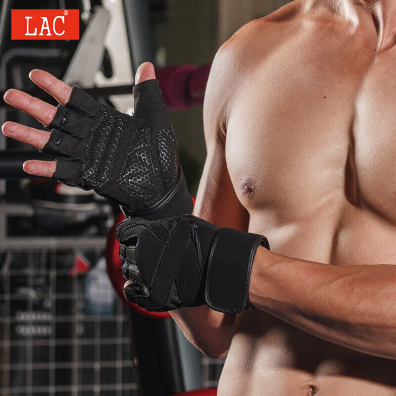 LAC Fitness Gloves, Men's And Women's Sports Equipment Dumbbell Training Half-Finger Gloves, Extended Wrist Protection for Gym Training, Non-Slip Cycling Gloves, Size M