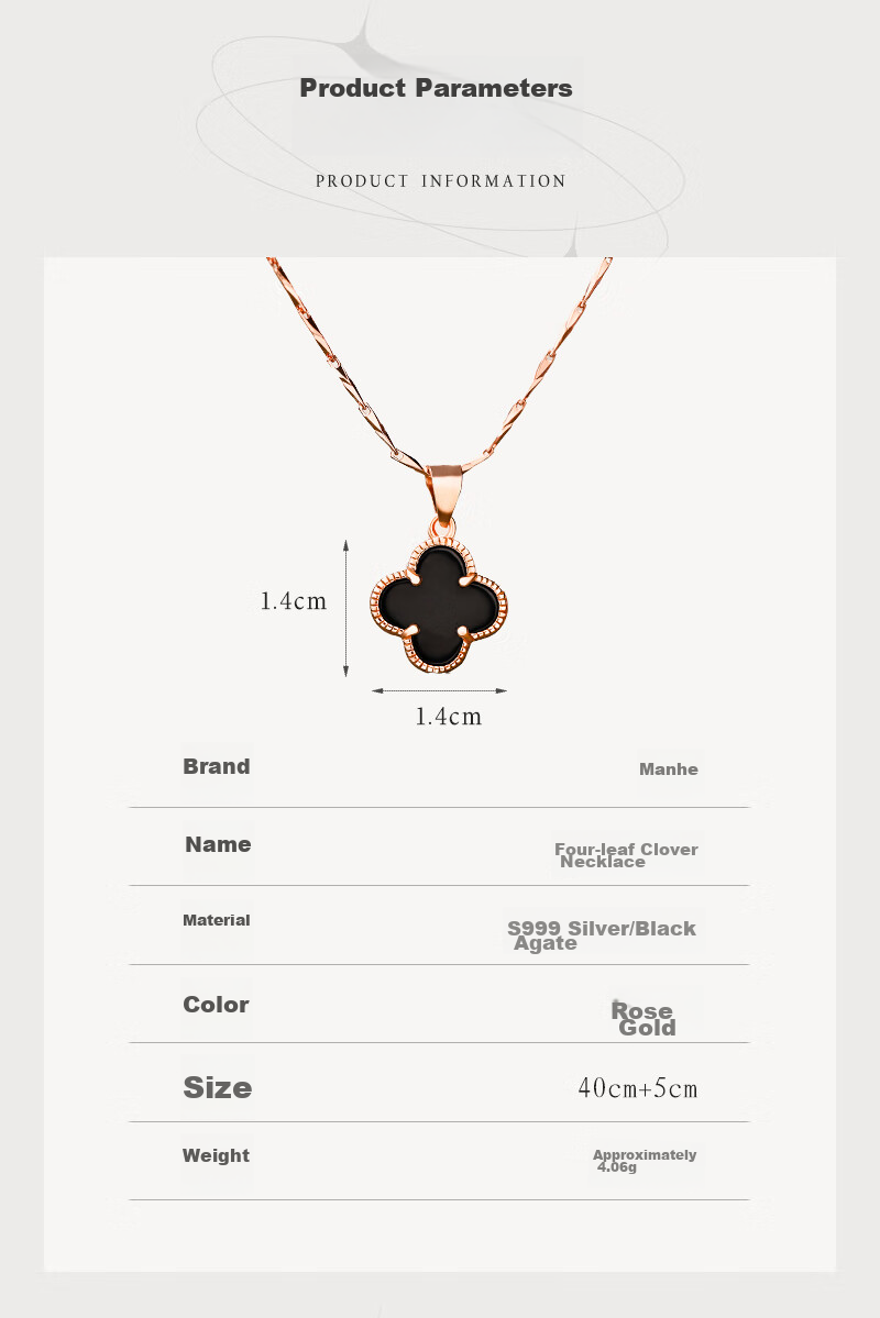 MANHE S999 Sterling Silver Four-Leaf Clover Necklace for Women, 2026 New Light Luxury High-End Birthday Gift for Girlfriend 8