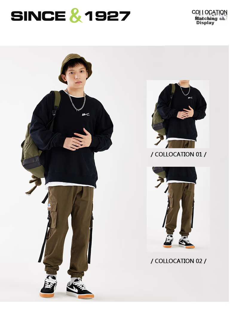 Huili Men's Sweatshirt, Round Neck Long Sleeve T-Shirt, Printed Fleece-Lined Warm Undershirt, Spring Autumn Winter Top Outerwear Men's Clothing 3