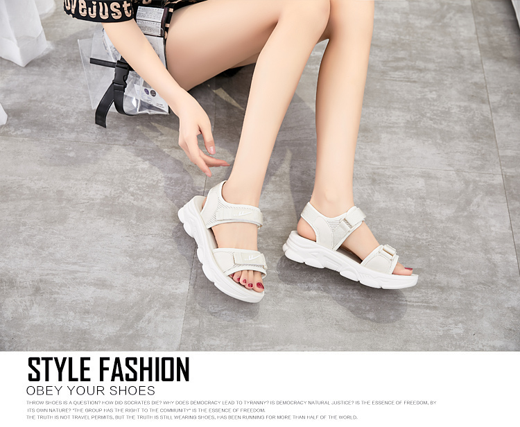 Warrior Women's Sandals with Velcro Straps, Versatile Flat Beach Shoes, Outdoor Single-Strap Casual Women's Shoes WSL(WZ)-0297 0297 Beige 38 2