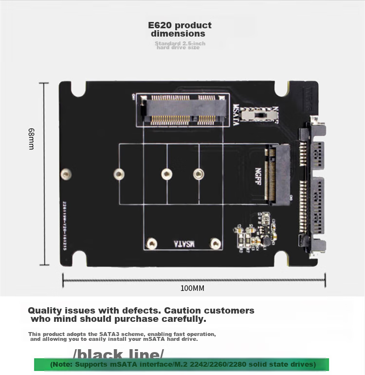 LinkStone M.2 NGFF/mSATA to SATA Hard Drive Adapter Board, Laptop Internal 2.5-Inch SATA SSD Hard Drive Enclosure Expansion Card E620 4
