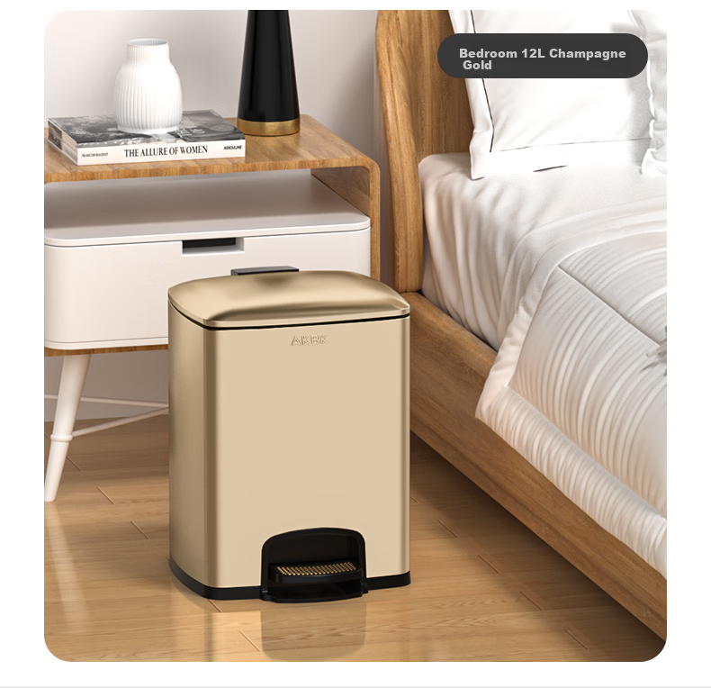 AKBK Stainless Steel Pedal Trash Can, 20L Capacity, Black with Lid, Suitable for Living Room, Kitchen, Office, And Commercial Use 3