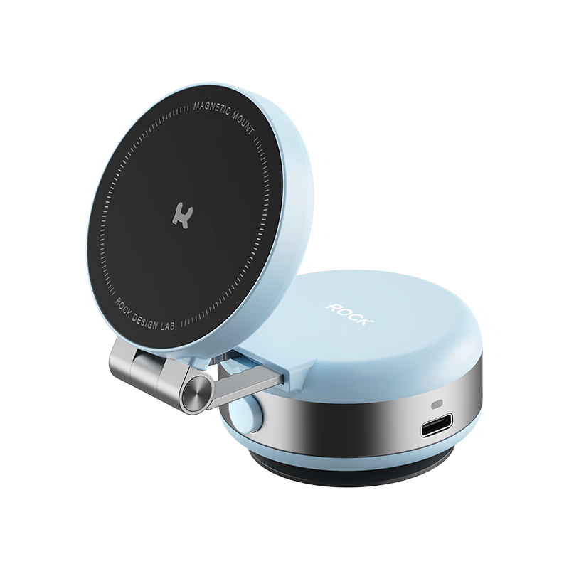 ROCK Electric Suction Cup Magnetic Phone Holder for Car Navigation Dashboard, Vacuum Suction Foldable Extendable Universal Multi-Functional Bedside Desktop Live Streaming Support Stand Blue
