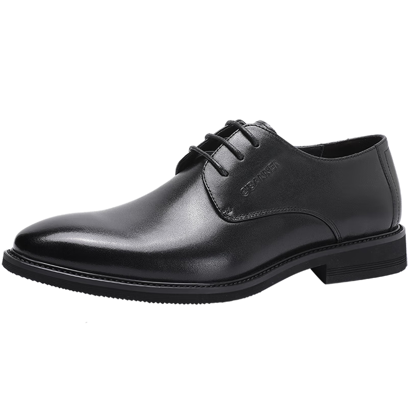 C.BANNER [Top-Grain Leather] Classic Business Men's Shoes, Casual Leather Shoes, Formal Derby Shoes, Suit Wedding Shoes, Black, Size 41