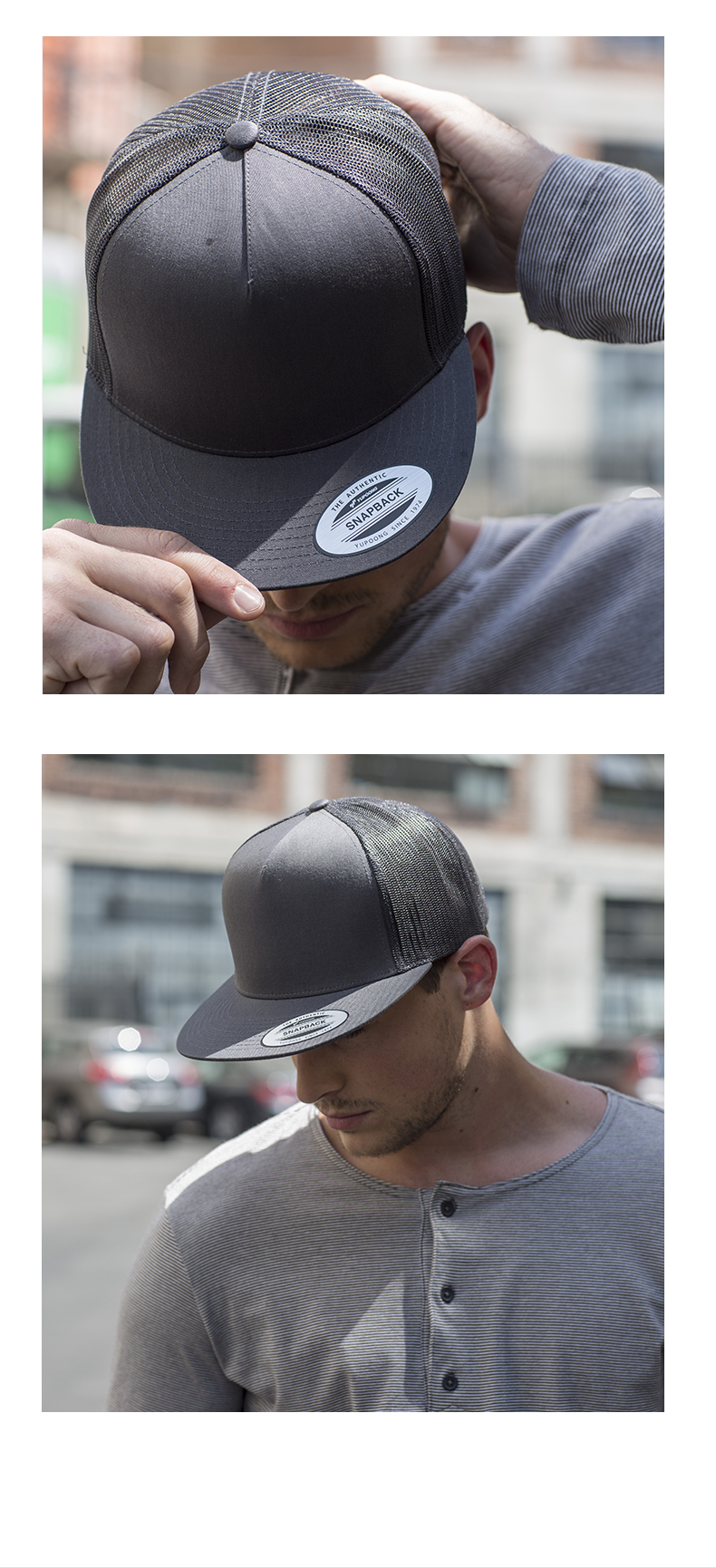 FLEXFIT Men's Imported Baseball Cap Summer Mesh High-Top Sun Protection Five-Panel Flat Brim Ins Trendy Mesh Hat 10