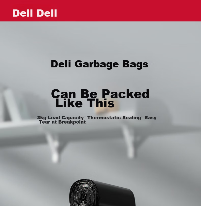 Deli 5 Rolls (150 Pieces), Garbage Bags 45*55cm, Waste Sorting, Office Supplies, Black 33070 1