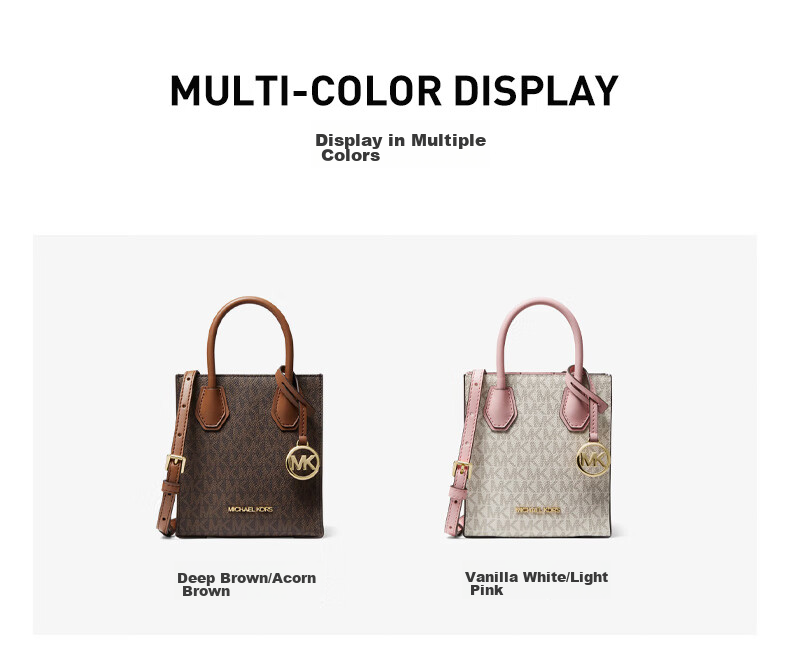 MICHAEL KORS New Year Gift, Light Luxury MK Women's Handbag, MERCER Tote Shoulder Crossbody Music Score Bag, Mini Vanilla White/light Pink 5
