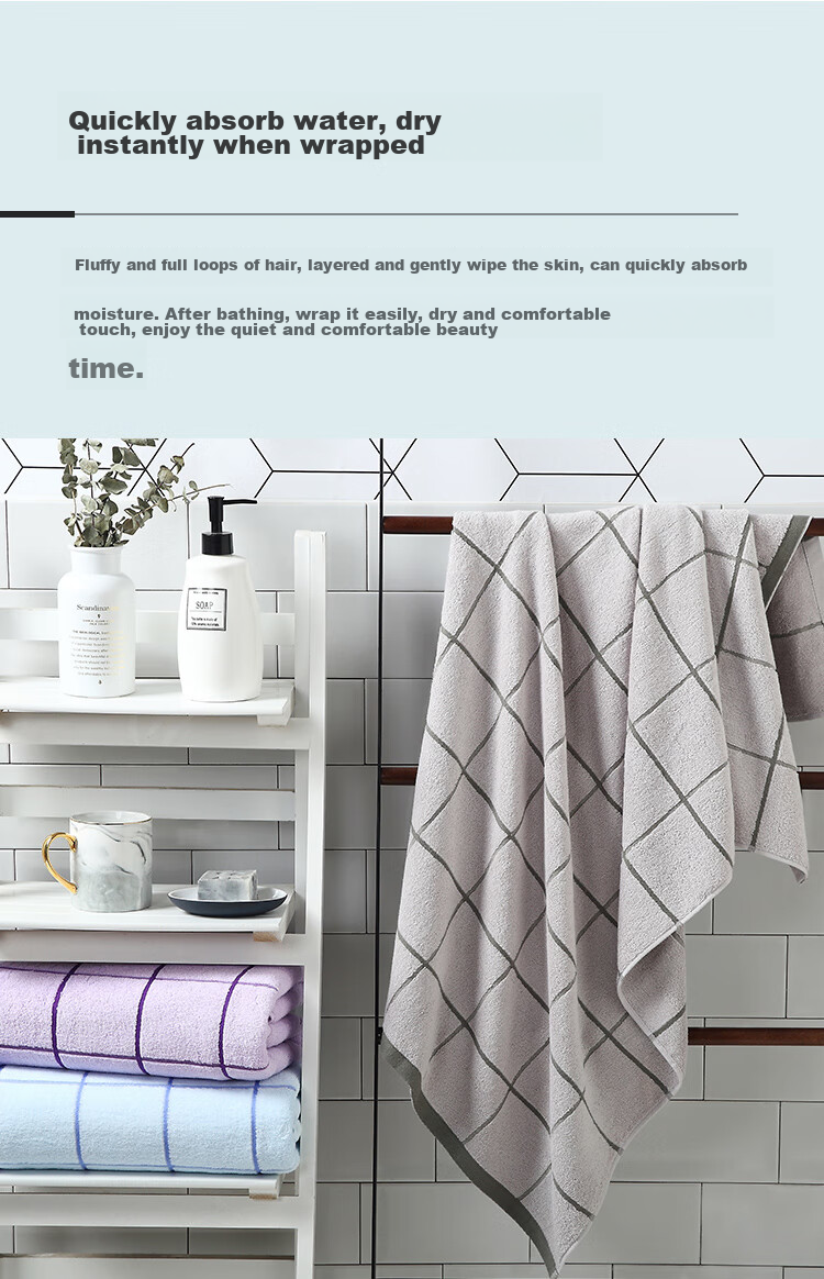 Xinya Cotton Bath Towel, Absorbent Adult Bath Towel, Pure Cotton for Men And Women, Large Bath Towel for Shower, Purple, 68*135cm Sports 3