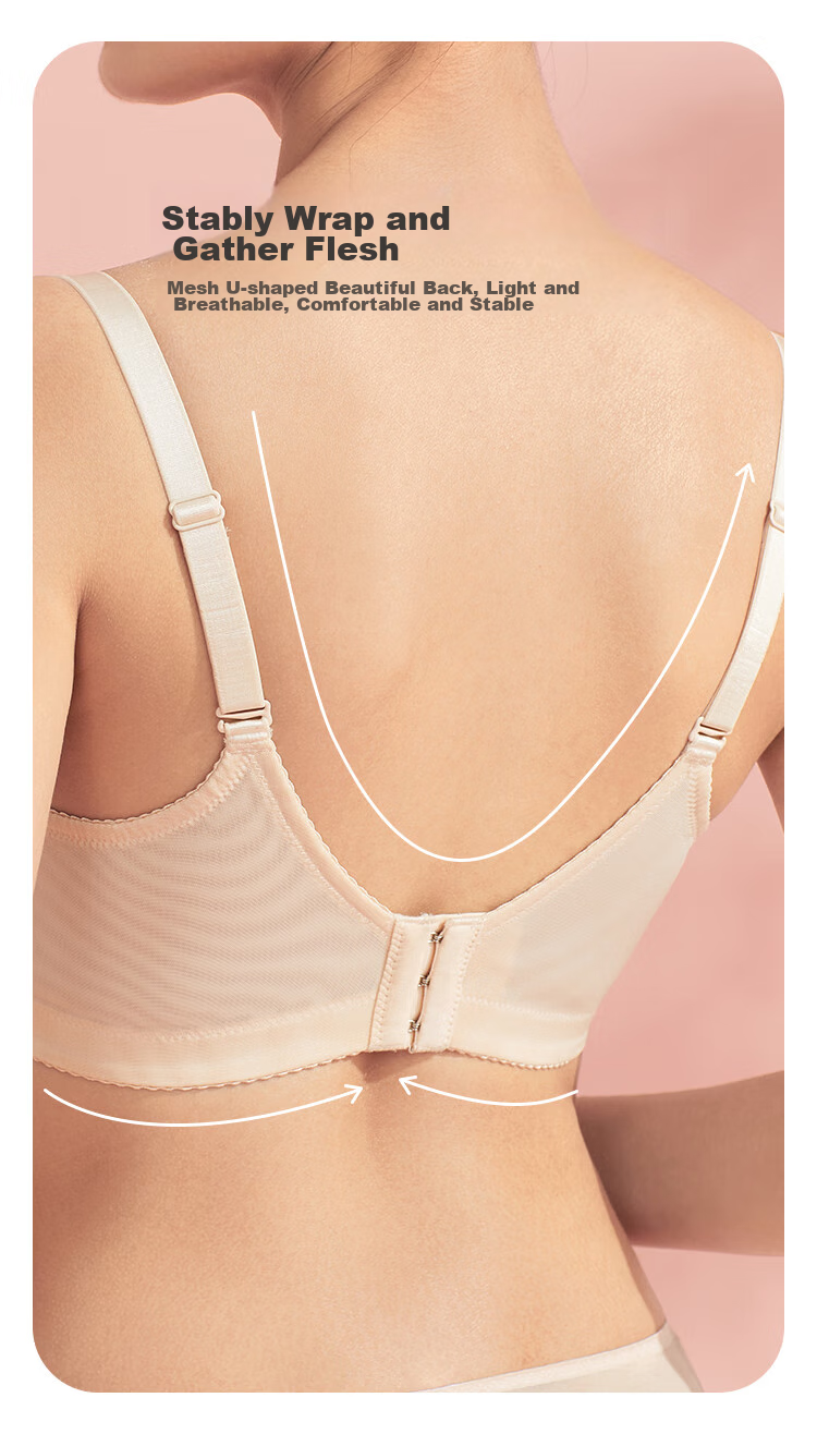 Dushiliren Women's Wireless Breathable Bra, Patented Side Push-Up, Lace Sexy Brassiere Set, 2B25W2 8