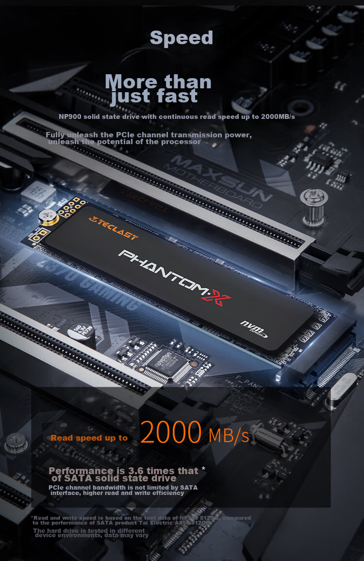 TECLAST 256GB SSD, M.2 Interface (NVMe Protocol), 3200MB/s, Stable Shadow 300A Series 2