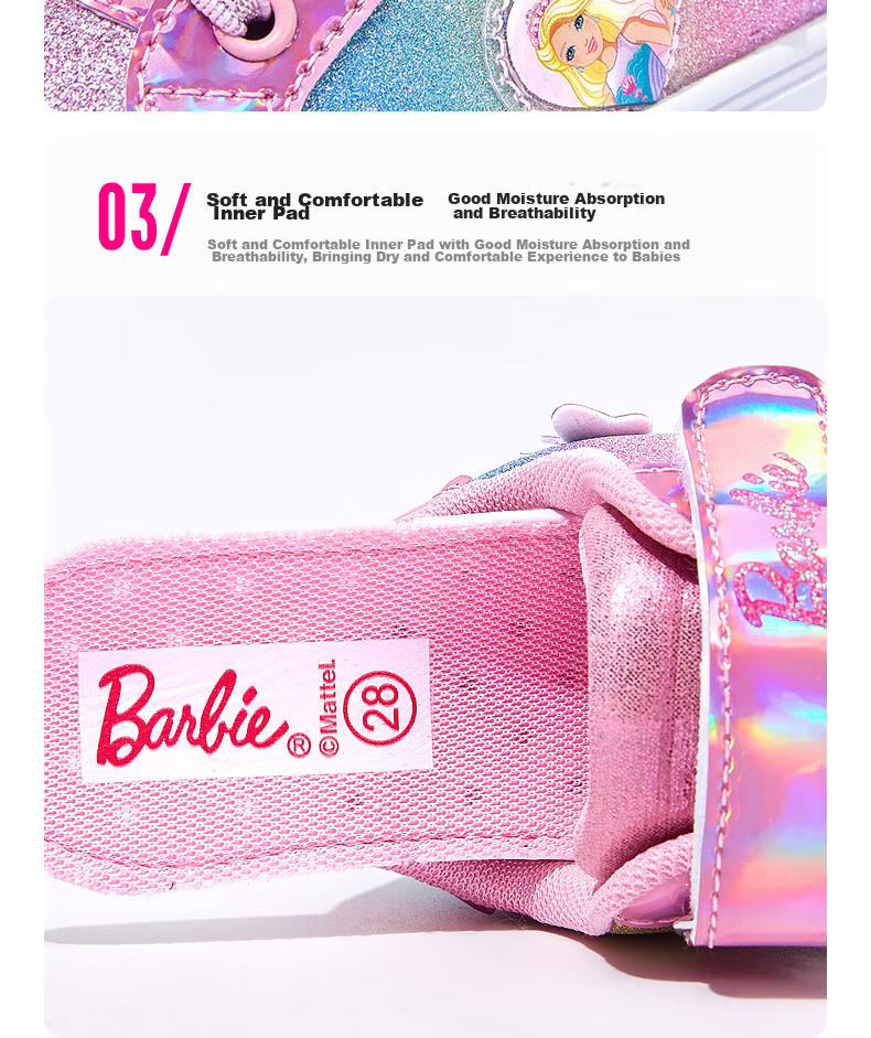 Barbie Girls' Low-Top Sneakers for Spring And Autumn, Princess Style Fashion Sports Shoes for Children, DA5355 Pink Size 27 9