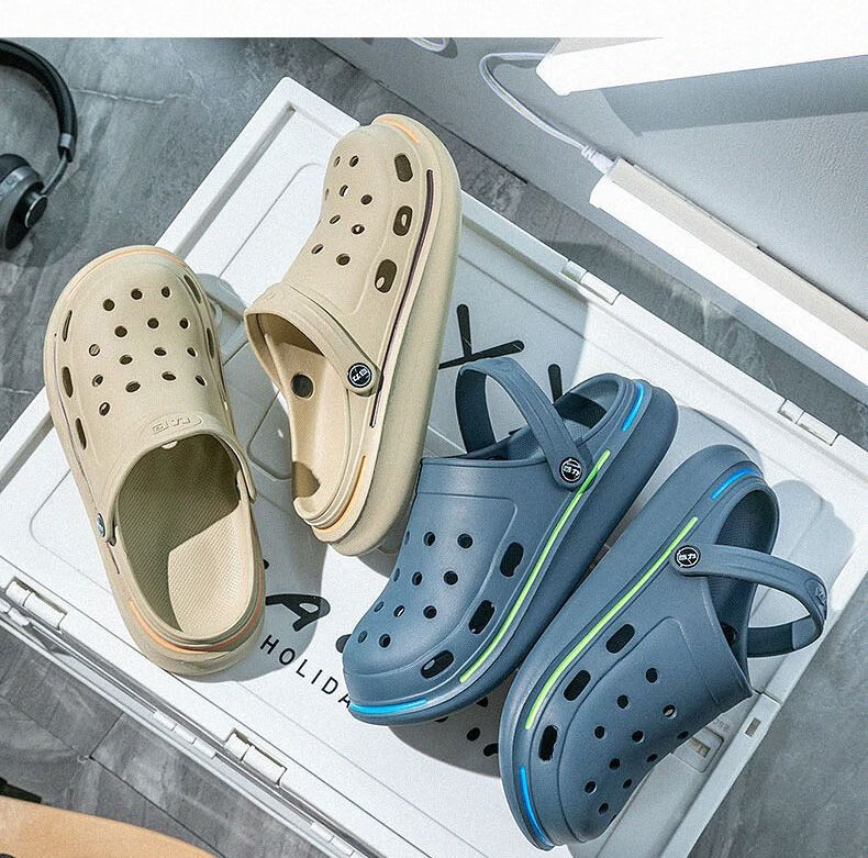 Huili Outdoor Perforated Shoes for Men, Non-Slip Beach Sandals, Sports Bathroom Slippers, Outdoor Wear, HL02281, Khaki Color, Size 40 2