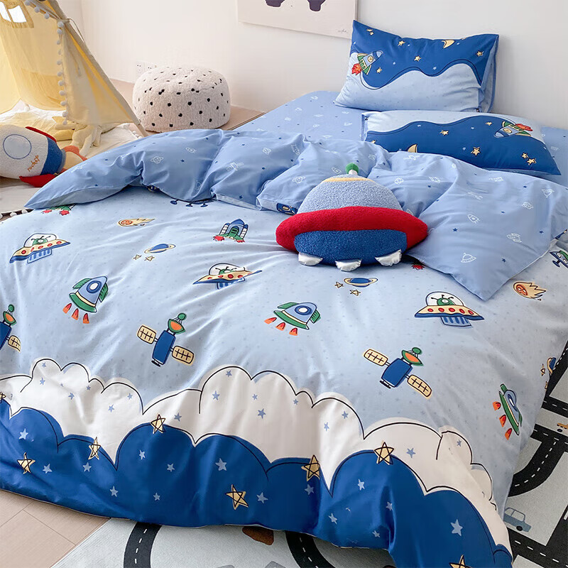 Dohia Home Textiles Pure Cotton Bedding Set, Single Dormitory Pure Cotton Duvet Cover And Bed Sheet Set, for 1.2-Meter Bed, 152*218cm