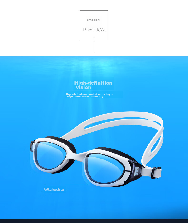 BALNEAIRE Waterproof Anti-Fog Protective Goggles, High Definition, for Men And Women, Non-Prescription, Professional, Blue And Red 17