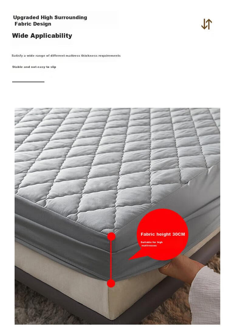 I-WILL Brushed Cotton Quilted Double Mattress Protector Single Piece Spiral Grid Waterproof Quilted Fitted Sheet Khaki 150x200cm 15