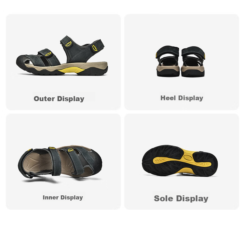 JEEP Men's Outdoor Breathable Sandals, Closed-Toe Beach Shoes, Water-Friendly Perforated Shoes, Non-Slip Wear-Resistant River Tracing Shoes, Casual Hiking Shoes 19