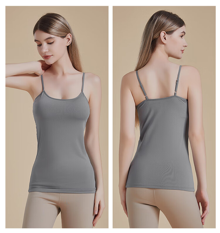 Hosa Women's Camisole Tank Top with Built-In Bra Pads, No Need to Wear Bra Separately, Outer Wear Undershirt Sleeveless Inner Layer, Black, L 12