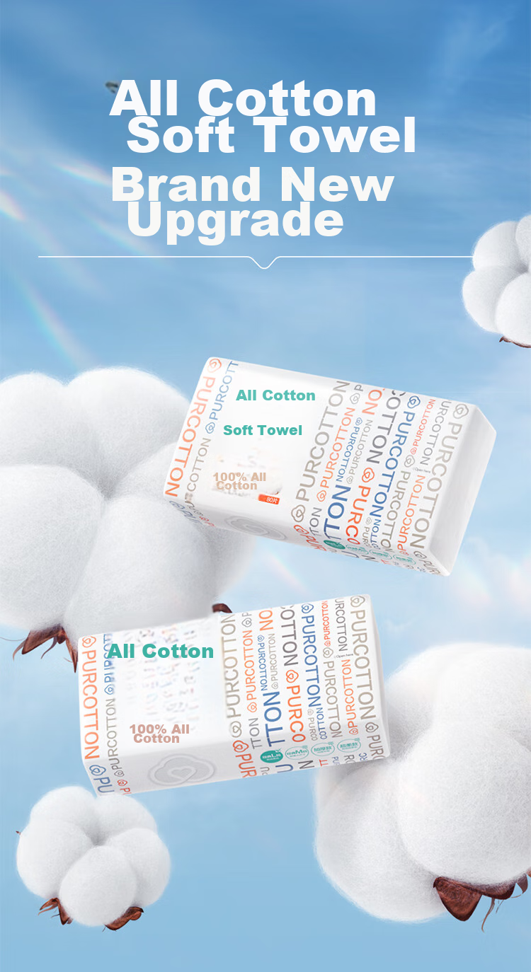 PurCotton [Sun Yingsha Edition] Facial Towel 160 Sheets*1 Pack Hanging Style 100% Cotton Soft Disposable Towel 20*20CM 2