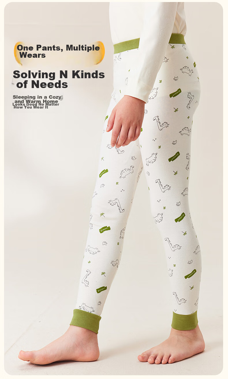 LangSha Children's Autumn Long Johns, Boys' Thermal Underwear, Fall And Winter Mid to Big Kids' Pure Cotton Leggings, 100% Cotton, 2-Pack 10