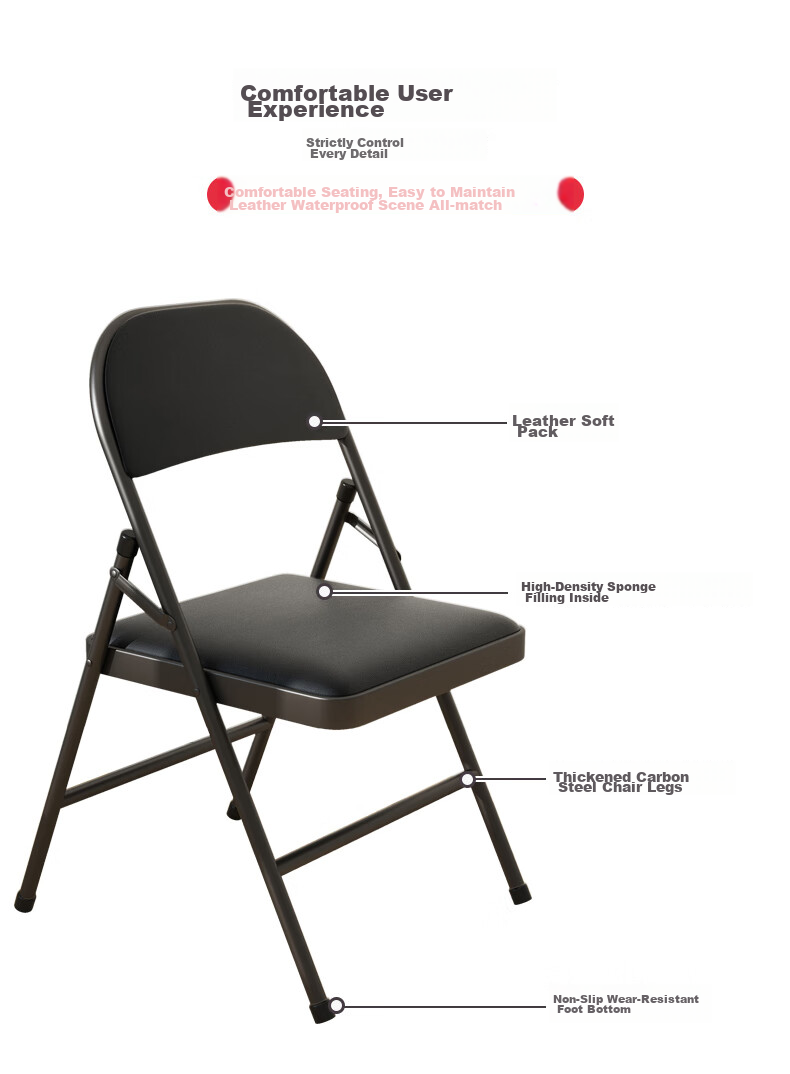 Fanshe Folding Office Chair, Breathable, Conference Training Chair, Simple Writing And Negotiation Reception Chair with Backrest for Home Use 2