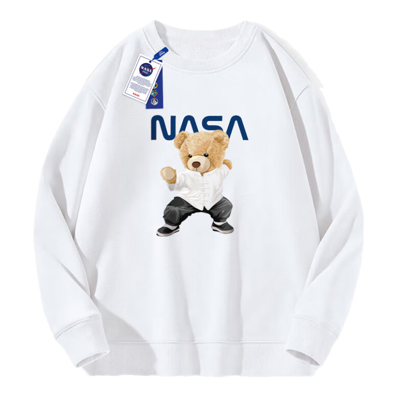 NASA GISS Sweatshirt for Men, Spring And Autumn Round Neck Long Sleeve T-Shirt, Loose Versatile Top for Men's Clothing, White A XL