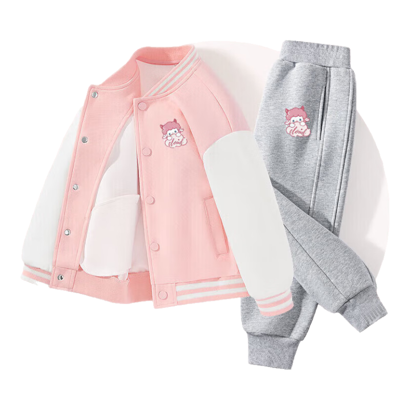 Baleno Girls' Outfit Set, Spring And Autumn 2025 Style, Casual Children's Clothing, Baseball Jacket, Thin Children's Autumn Wear, Sportswear Two-Piece Set