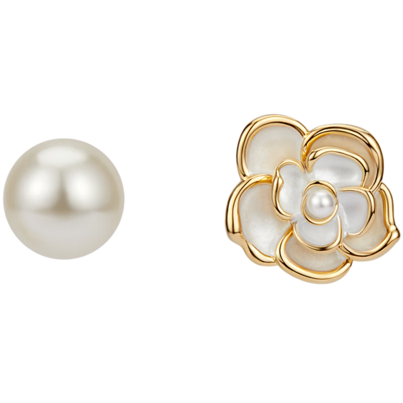 AJIDOU Camellia Series Stud Earrings for Girlfriend Or Wife, Vintage-Like Pearl Floral Earrings, Commuter Style, Same As Offline Stores, Mid-Autumn Festival Gift