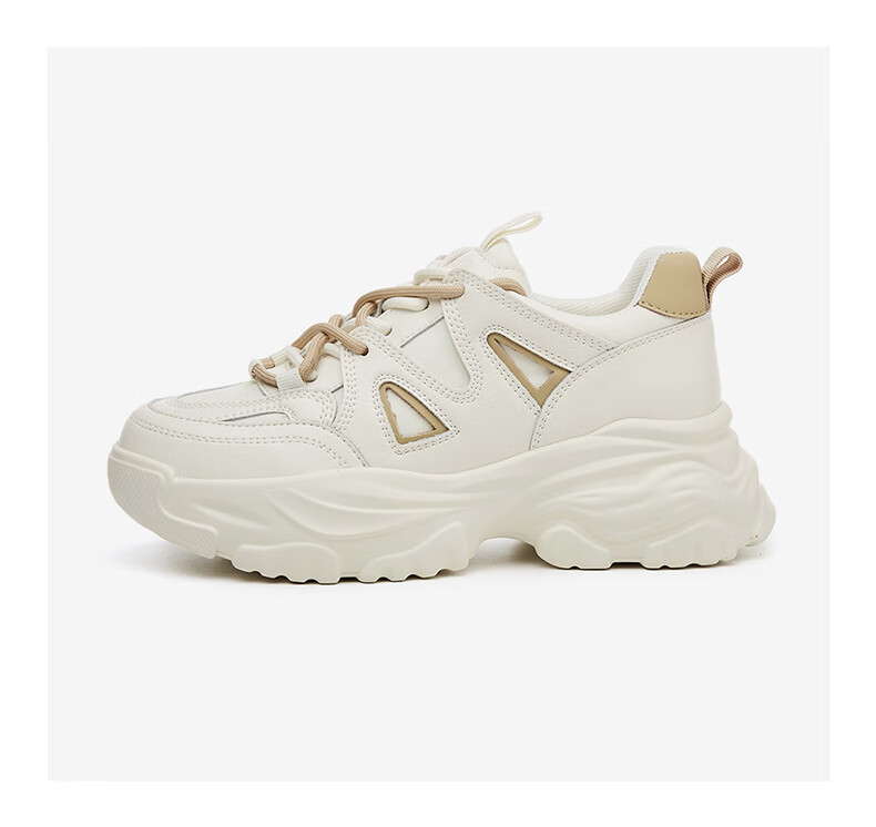 DAPHNE Women's Dad Shoes, Versatile Casual Shoes, Height-Increasing Slimming Low-Top Sneakers, 4623101044, Milk Tea Color, Size 36 21