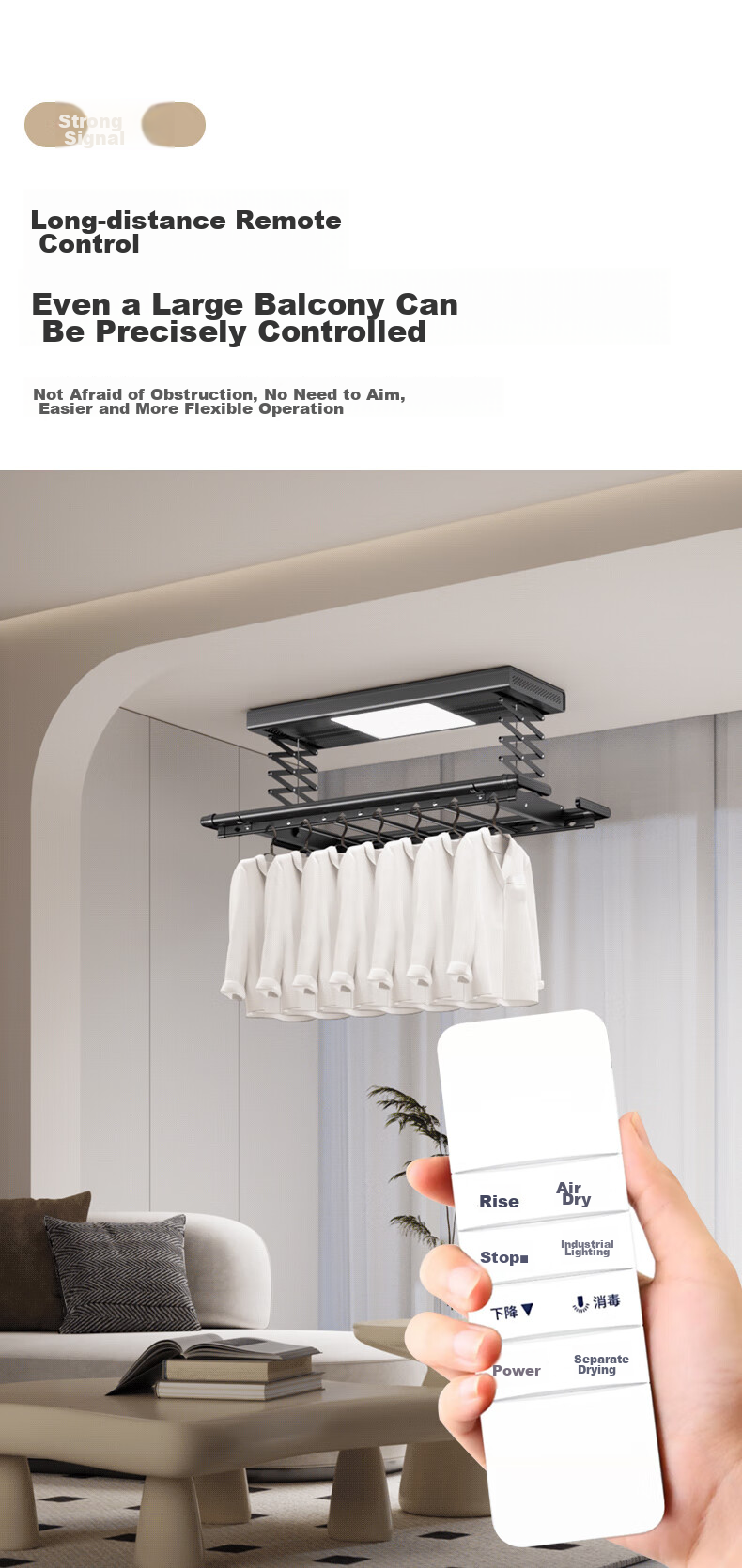 Muhouyingxiong Compatible Remote Control for Good Wife Electric Clothes Drying Rack, First And Second Generation Smart Lifting Electric Clothes Drying Rod, Same Appearance As Buttons And Usable 7