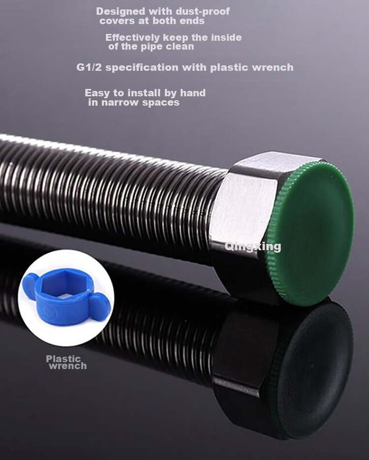 Weixing 4-Point Corrugated Pipe, 40cm, 1 Piece, Gas Water Heater, 304 Stainless Steel Flexible Hose, Cold And Hot Water Inlet And Outlet, 1204 10