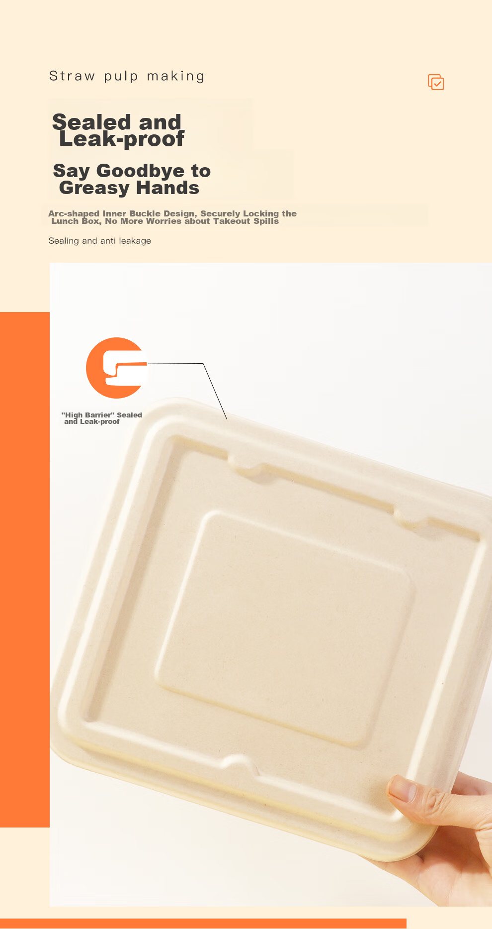 Youheyoumi Six-Compartment 1300ml*25 Sets Disposable Food Containers with Lids, Takeout Packaging, Multi-Compartment Lunch Boxes, Biodegradable Series 5