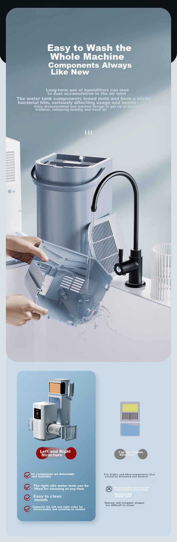 GREE Hot Steam Evaporator Humidifier, Mist-Free Baby Rhinitis Air Humidifier, Maternal And Infant Quiet Antibacterial Bedroom Humidifier, 800ml/h Large Mist Output, Office Large Capacity Living Room 50X80bPro 10