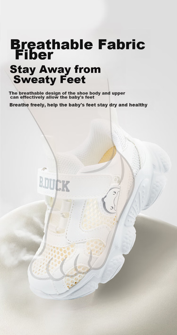 B.Duck Children's Sports Shoes for Boys And Girls, Summer White Sneakers with Single Mesh Breathable Design, Running Shoes 5001 White And Pink Size 33 5