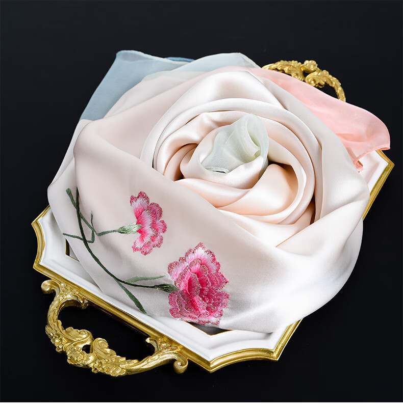Hangsifu Handmade Suzhou Embroidery Silk Scarf Shawl Wrap, Autumn And Winter Neck Protection Warm Scarf, Birthday Gift for Mom, Gift Box 25