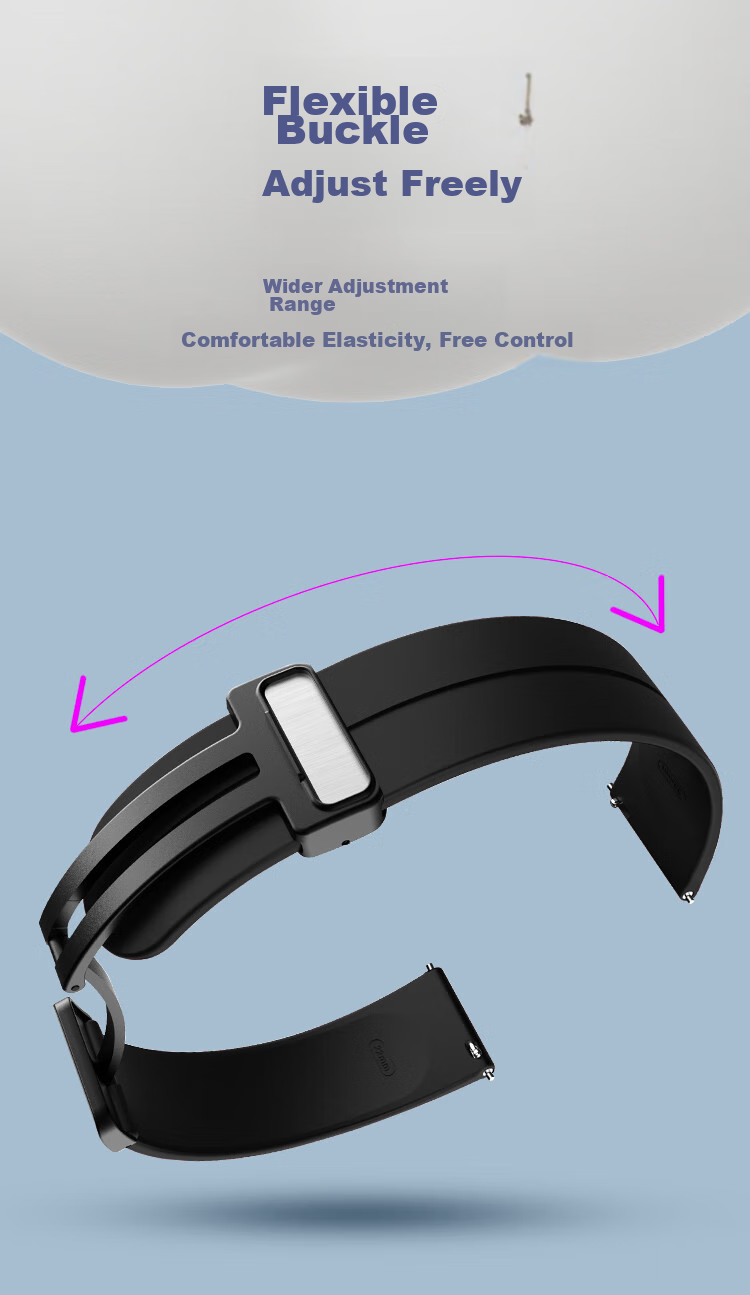 Freeson Compatible with Huawei GT3/GT2, Huawei Watch 2, Honor ES Smartwatch Strap, Liquid Silicone Skin-Like Soft Band (Magnetic Version), 20mm Interface, Black 4