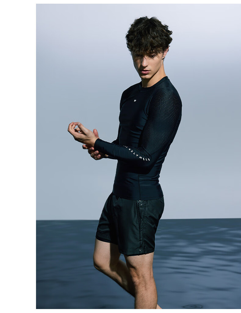 WATERTIME / Shuichuan Men's Swimsuit, Hot Spring Long-Sleeve Quick-Dry Surfing Swimwear, Single Top, XXL 13