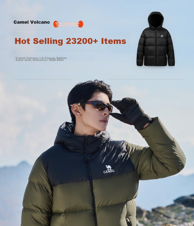 CAMEL Volcano Down Jacket 1.0 Men's Thickened Duck Down Cold-Resistant Puffer Coat Trendy Winter Jacket M13CR07089H 1