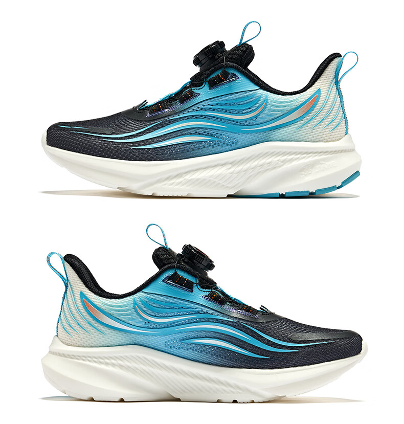 ERKE Children's Unisex Sports Shoes with Rotary Buckle, Breathable Summer Running Shoes, Micro-Crystal White/true Black, Size 34 22