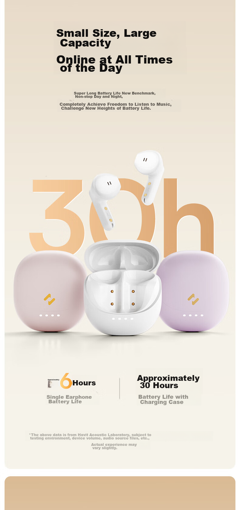 Havit [5,000+ Positive Reviews] True Wireless Bluetooth Earbuds Semi In-Ear Sports Noise-Cancelling Deep Bass Music Gaming Low Latency Compatible with Huawei Apple Phones E9 Pink 5