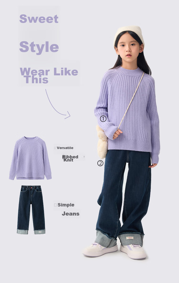BALABALA Girls' Sweater, Autumn And Winter Children's Knitwear, Warm Pullover Sweater, for Older Children, 208424103001 6